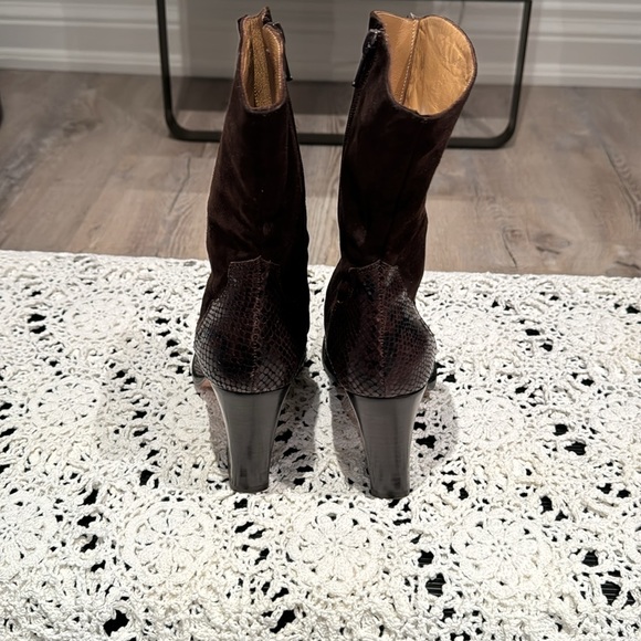 Bocci size 37 brown suede and snakeskin boots - Picture 4 of 5